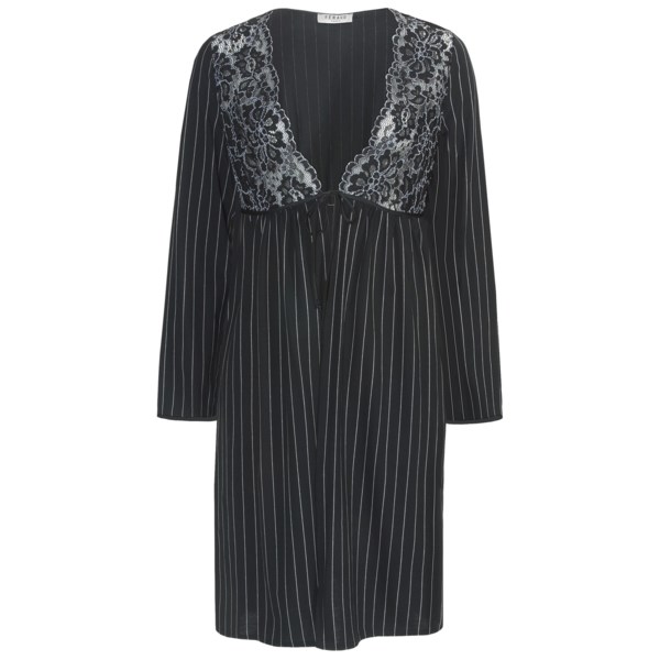 Feraud Paris Lace and Pinstripe Robe - Long Sleeve (For Women)