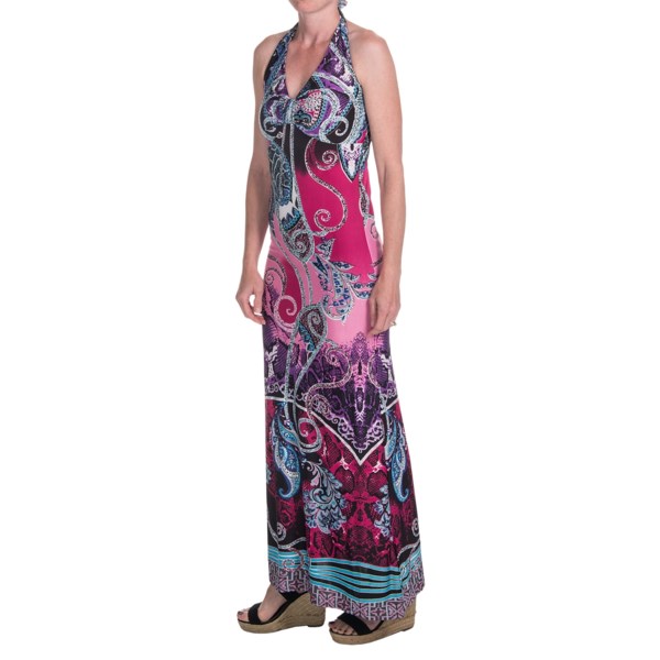 Rock And Roll Cowgirl Jersey Knit Maxi Dress - Halter Tie Neck (for Women)