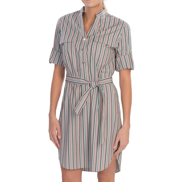 Lafayette 148 New York Graydon Derby Stripe Dress - 3/4 Button-Tab Sleeves (For Women)