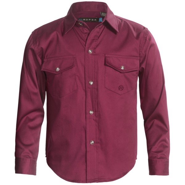 Roper Peached Twill Shirt - Snap Front, Long Sleeve (for Boys)