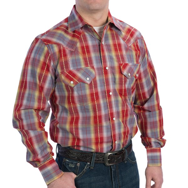 Resistol University Sawtooth Western Shirt - Metallic Plaid, Long Sleeve (For Men)