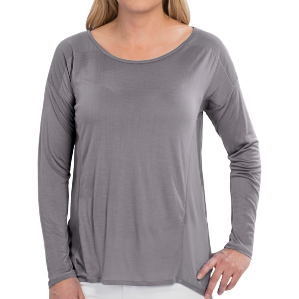 August Silk Rayon Knit Shirt - Sheer Back, Long Sleeve (For Women)