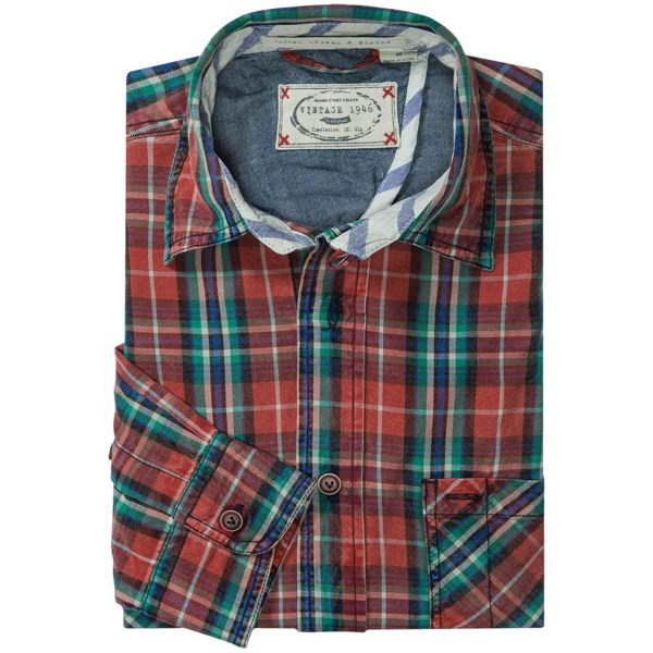 Vintage 1946 Cotton Bedford Plaid Shirt - Long Sleeve (For Men)