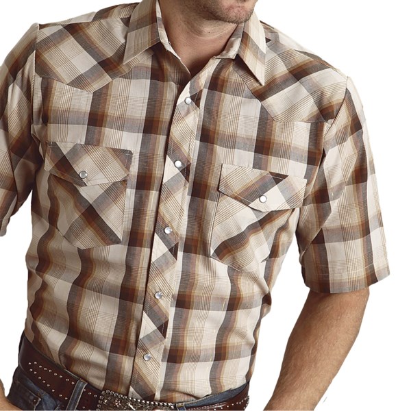 Roper Classic Plaid Snap Front Shirt - Short Sleeve (For Men)