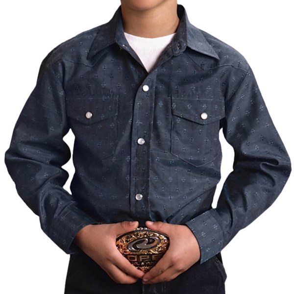 Roper Classic Tone-on-Tone Abstract Western Shirt - Snap Front, Long Sleeve (For Boys)