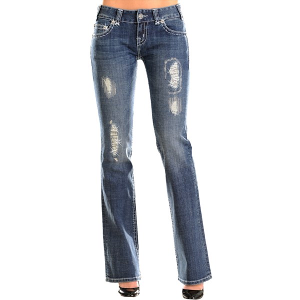 Rock and Roll Cowgirl Saddlestitch Distressed Jeans - Low Rise, Bootcut (For Women)