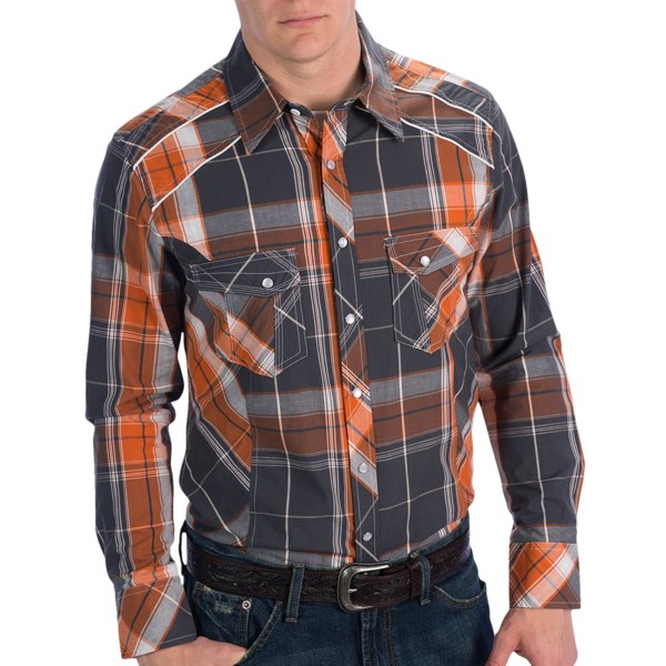 Rock and Roll Cowboy Piping Detail Plaid Shirt - Snap Front, Long Sleeve (For Men)