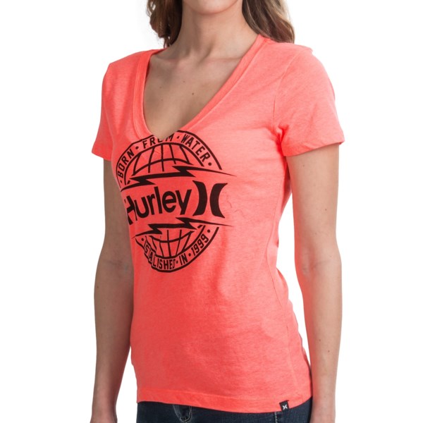 Hurley Global T-Shirt - V-Neck, Short Sleeve (For Women)