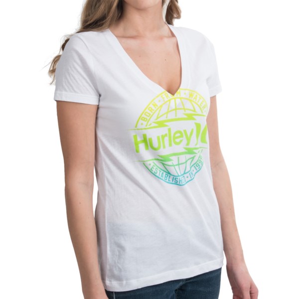 Hurley Global T-Shirt - V-Neck, Short Sleeve (For Women)