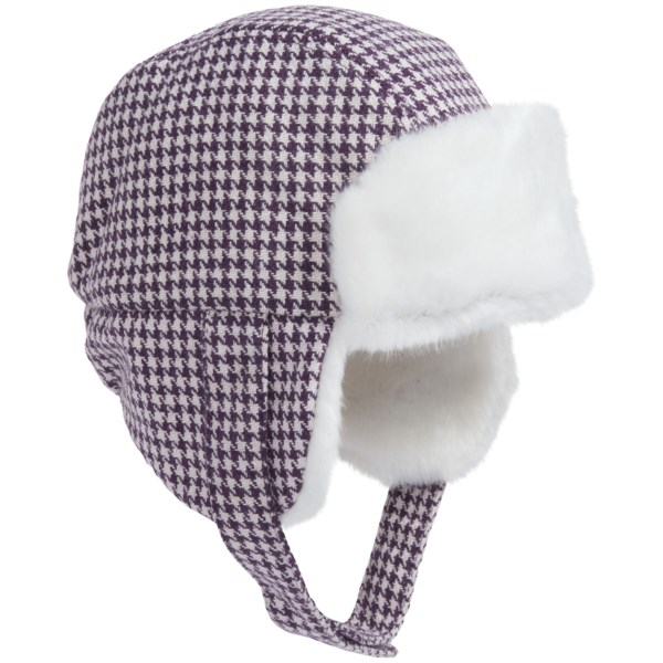 San Diego Hat Company Houndstooth Faux-Fur Trapper Hat (For Little Girls)