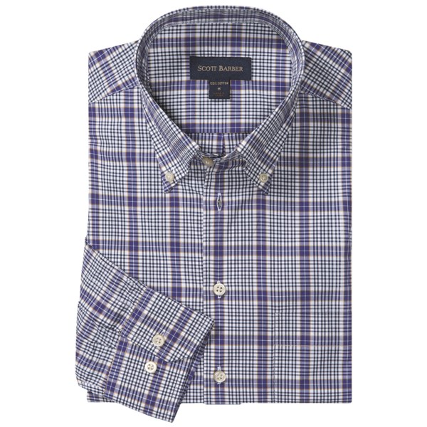 Scott Barber James Plain Weave Check Shirt - Long Sleeve (for Men)