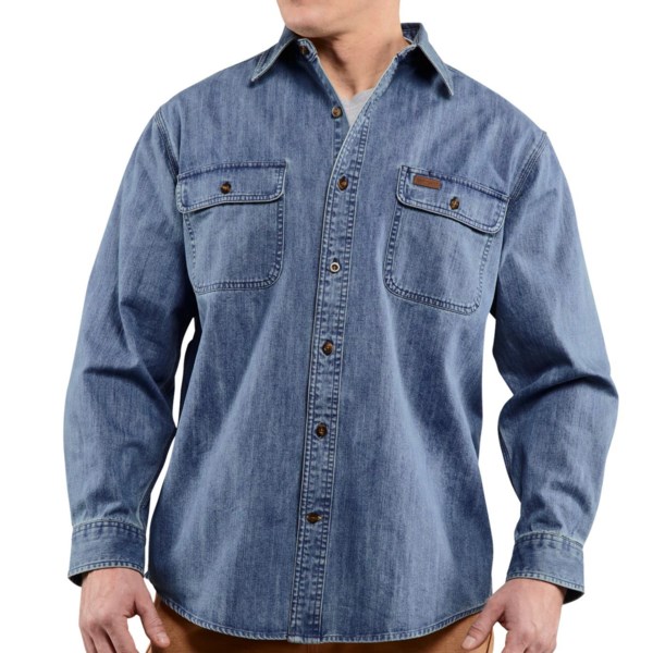 Carhartt Washed Denim Work Shirt - Long Sleeve (For Big Men)