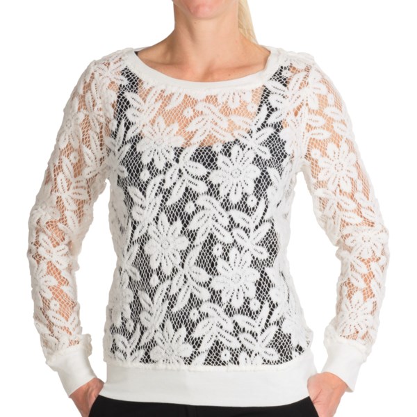 dylan Luxe Crochet Mesh Sweatshirt (For Women)