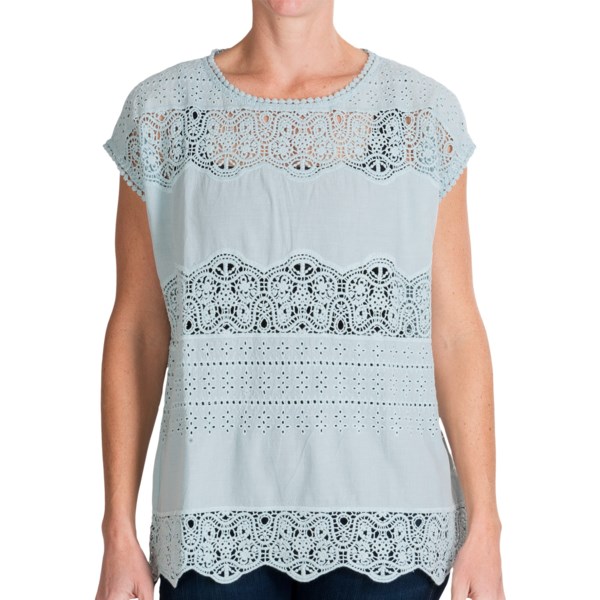 dylan Crochet Eyelet Shirt - Cotton Voile, Sleeveless (For Women)