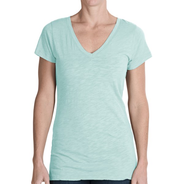 dylan Silky Slub T-Shirt - Slub Cotton, V-Neck, Short Sleeve (For Women)