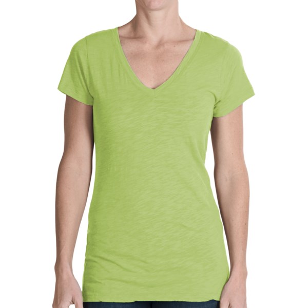 dylan Silky Slub T-Shirt - Slub Cotton, V-Neck, Short Sleeve (For Women)