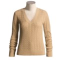 Cullen Sparkly Cable-Knit Sweater - V-Neck (For Women)