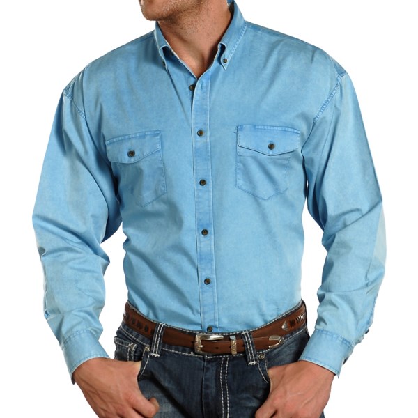 Panhandle Slim Stonewashed Twill Shirt - Snap Front, Long Sleeve (For Men)