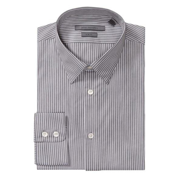John Varvatos Collection Slim Stripe Shirt - Spread Collar, French Front, Long Sleeve (For Men)