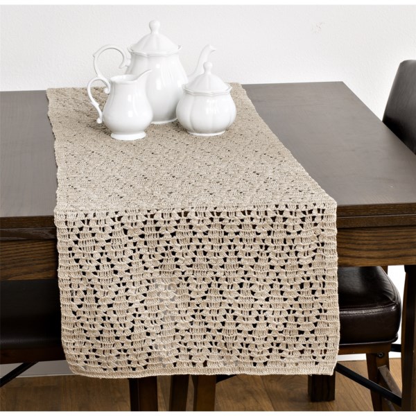 Coyuchi Natural Linen Crochet Table Runner - 16x48?