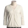 David Brooks Silk Blend Cardigan Sweater with Pointelle Trim - ¾ Sleeve (For Women)