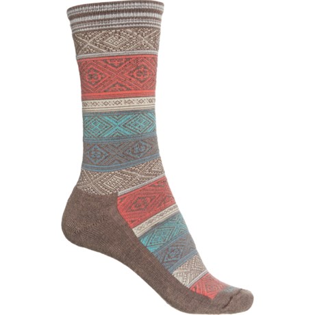 Sockwell Essential Comfort Boho Socks - Merino Wool, Crew (For Women) - BARK (S/M )