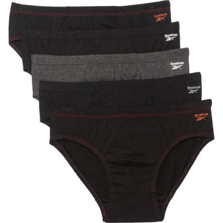 Reebok Essential Comfort Low-Rise Briefs - 5-Pack (For Men) - BLACK/BLACK/BLACK/CHARCOAL HEATHER/BLACK (S )