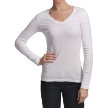 Essential Cotton Jersey Shirt - V-Neck, Long Sleeve (For Women) in White - 2nds