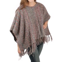 Ethyl Boucle Yarn Fringed Poncho (For Women) in Mulit - Closeouts