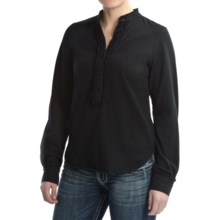 Ethyl Cotton Knit Shirt - Ruffled, Long Sleeve (For Women) in Black - Closeouts
