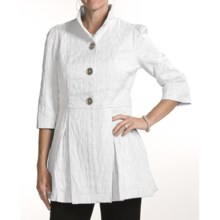 Ethyl Crinkled Coat - 3/4 Sleeve (For Women) in White - Closeouts