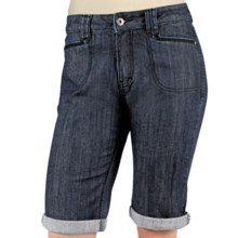 Ethyl Denim Bermuda Shorts - Rolled Cuffs (For Women) in Dark Wash - Closeouts