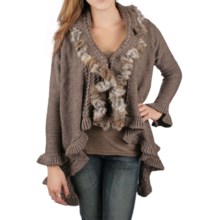 Ethyl Fur-Trimmed Drape Sweater (For Women) in Chocolate - Closeouts