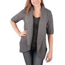 Ethyl Open Knit Cardigan Sweater - Elbow Sleeve (For Women) in Grey - Closeouts