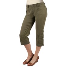 Ethyl Twill Cargo Capris - Grosgrain Hem Ties (For Women) in Olive - Closeouts