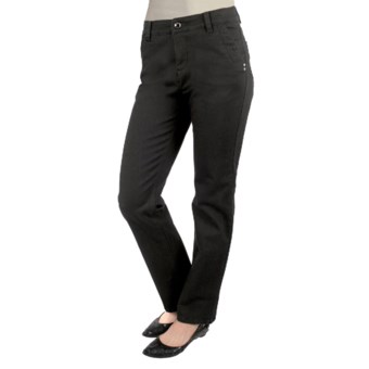 Euro 5- Pocket Twill Pants - Curvier Fit, Straight Leg (For Women) in Black