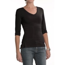 Euro Knit Tummy-Control Shirt - 3/4 Sleeve, V-Neck (For Women) in Black - Closeouts