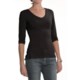 Euro Knit Tummy-Control Shirt - 3/4 Sleeve, V-Neck (For Women)