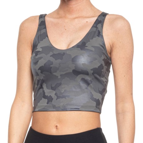 Yogalicious Everyday Crop Tank Top with Bra (For Women) - GUNMETAL/CAMO (XS )