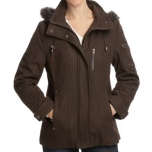Excelled Wool-Blend Hooded Parka (For Women) in Brown - Closeouts