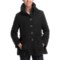 Excelled Wool Coat - Knit Collar (For Plus Size Women) in Black
