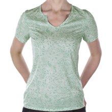 ExOfficio Aza Burnout Shirt - Notch Neck, Short Sleeve (For Women) in Seaglass Heather - Closeouts
