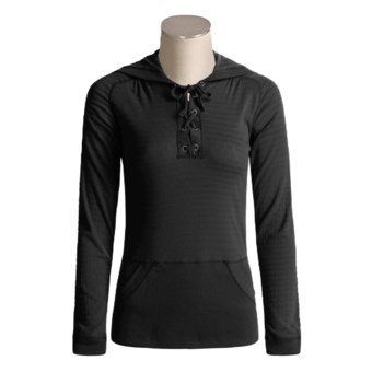 ExOfficio ExO Dri Pointelle Hoodie Sweatshirt - UPF 30+ (For Women) in Black