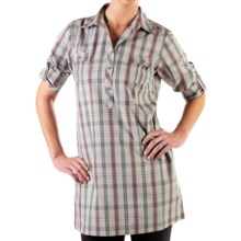 ExOfficio Pocatello Plaid Macro Dress - Roll-Up Long Sleeve (For Women) in Baltic - Closeouts