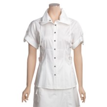 Eye Stretch Cotton Sateen Snap Shirt - Short Sleeve (For Women) in White - Closeouts