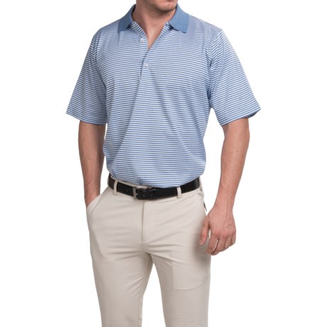 Fairway and Greene Signature Bar Stripe Lisle Polo Shirt Short Sleeve For Men