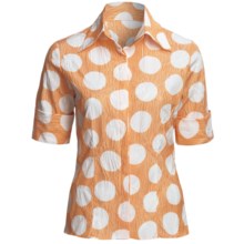 Farinaz Italian Cotton Shirt - Fitted, Short Sleeve (For Women) in Orange - Overstock