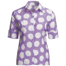 Farinaz Italian Cotton Shirt - Fitted, Short Sleeve (For Women) in Purple - Overstock