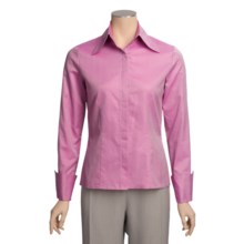 Farinaz Italian Cotton Twill Shirt - Mercerized, Long Sleeve (For Women) in Silver/Pink - Overstock