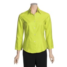 Farinaz Perfect Button-Front Shirt - Mercerized Italian Cotton, 3/4 Sleeve (For Women) in Grass Green - Overstock